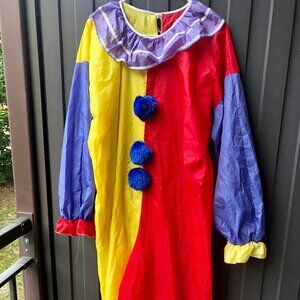 Unbranded Adult Clown Jumpsuit Halloween Costume Ruffle Collar Pom Poms Cosplay